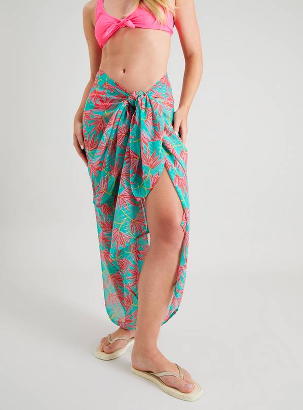 Green Tropical Floral Sarong - One Size